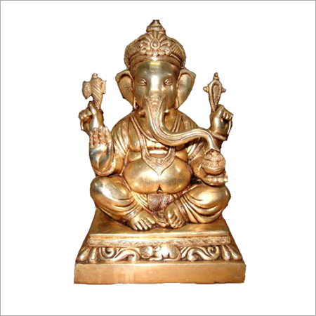 Copper Ganesh sitting on base