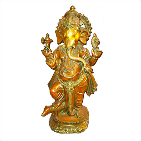 Brass Ganesh Standing Murti