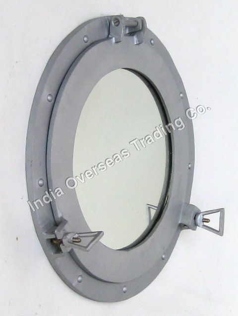 NAUTICAL PORTHOLE MIRROR ALUMINUM 15"