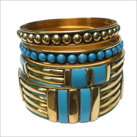 Resin Studded Brass Bangle Set