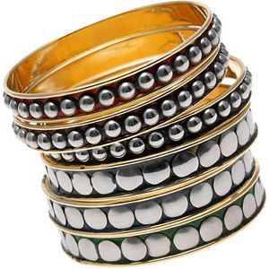 Studded Brass Bangle Set