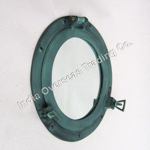 Porthole Mirror Aluminum 9" Green - Glass Mirror, Nautical Theme, Durable & Easy Installation, Case Pack 23