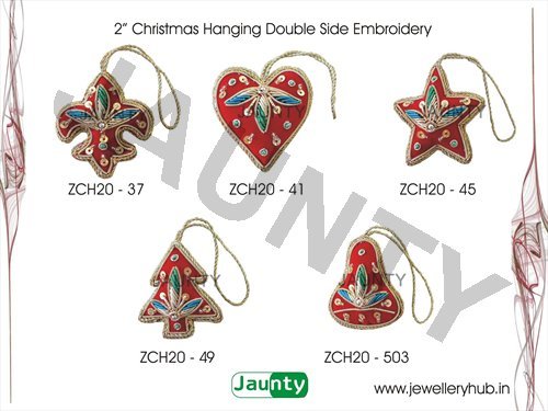 2' Christmas Hangings Double Side Embroidery