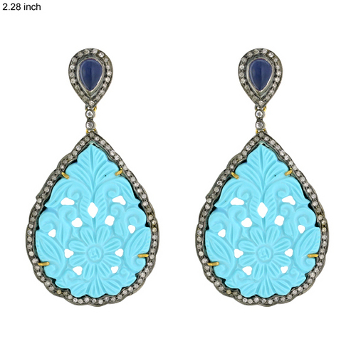 Gemstone Diamond Dangle Earrings