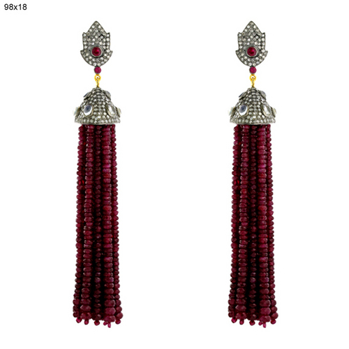 Pave Diamond Gold Tassel Earrings