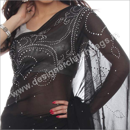 Crystallized Black Embroidered Saree