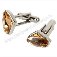 Sterling Silver Cufflinks - 15x10 Mm, Amber Swarovski Crystals | Elegant Design, Fine Craftsmanship, Polished Finish, Fancy Box Packed