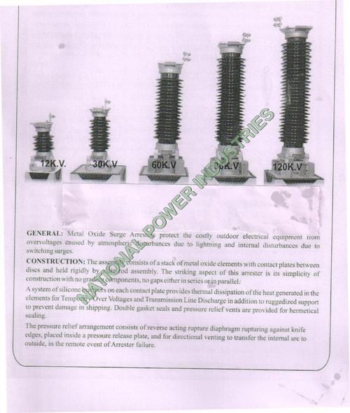 Lighting Arrester Frequency (Mhz): 50 Hertz (Hz)