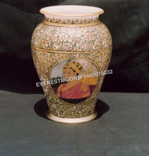 Marble Pot - Polished Marble, Off-White, Varying Dimensions | Intricate Handcrafted Design, Elegant Detailing