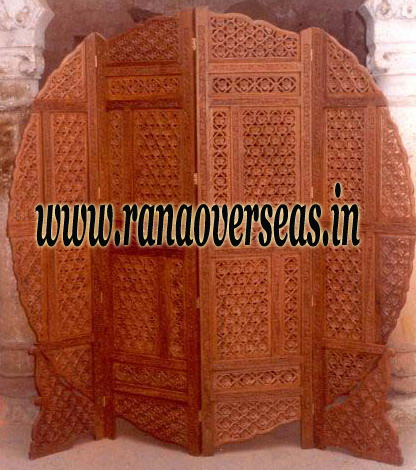 Polyester Wooden Carved Room Divider Partition Screen.