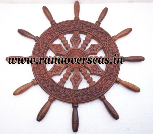 Wooden Carved Ship Wheel.