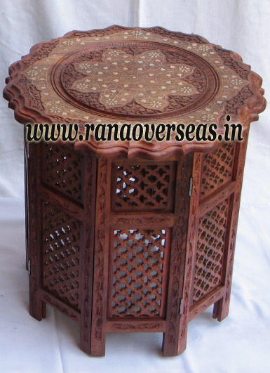 Polishing Wooden Carved Brass Side Table