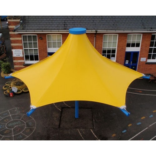 Yellow & Blue Conical Tensile Structure