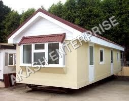 Cream And Red Prefabricated House