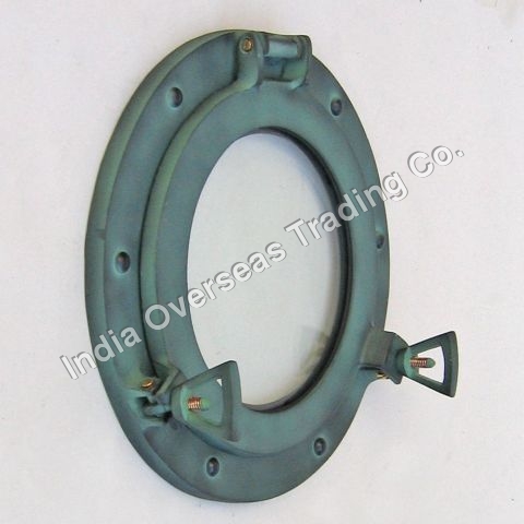 PORTHOLE GLASS MIRROR GREEN 9"