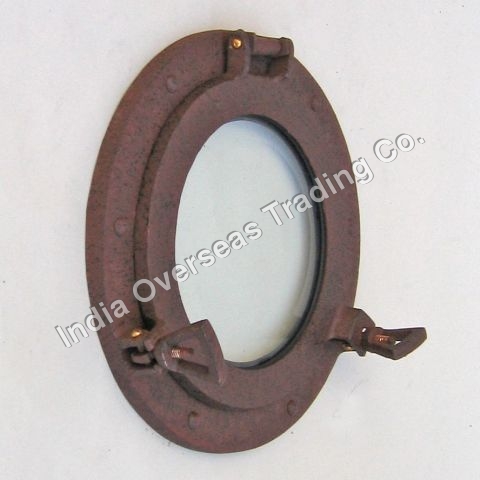 PORTHOLE GLASS ALUMINUM RUST 9"
