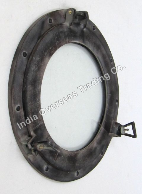 ALUMINUM PORTHOLE GLASS ANTIQUE BRONZE FINISHED 15"