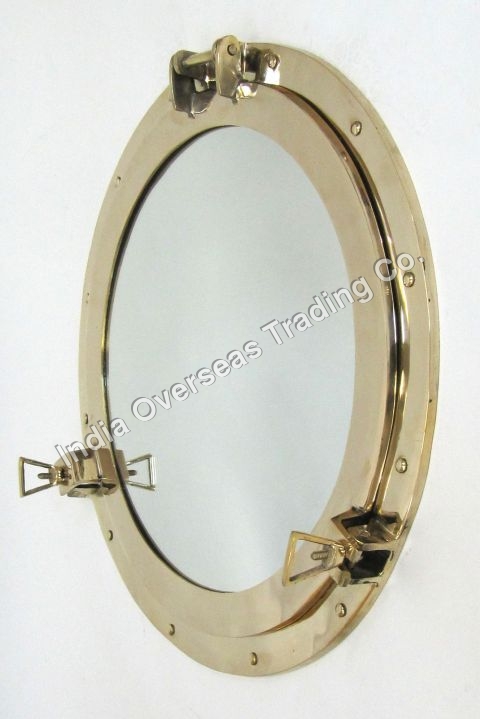 BRASS PORTHOLE MIRROR 21"