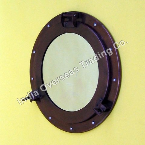 PORTHOLE MIRROR ANTIQUE FINISHED -IRON 15"