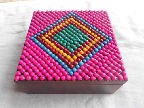 Resin Studded Wooden Jewelry Box