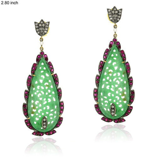 Color Stone Pave Diamond Earrings