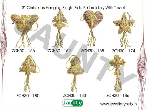 3' Christmas Hangings Single Side Embroidery With Tassel