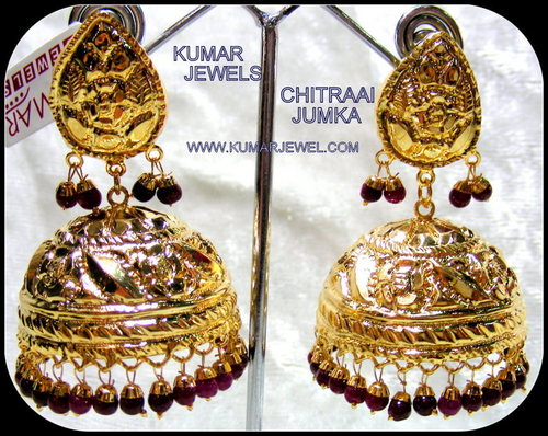 beaded jhumkis