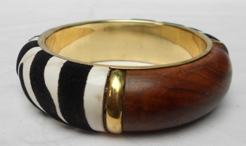 Wood Leather Join Bangle