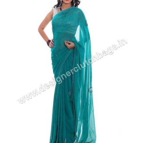 Designer Crystallized Green Saree