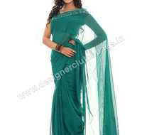 Designer Crystallized Dark Green Saree