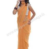 Designer Crystallized Light Orange Saree