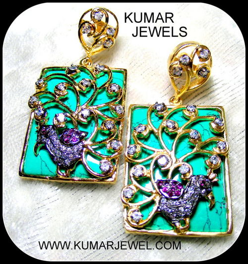 stone earrings.