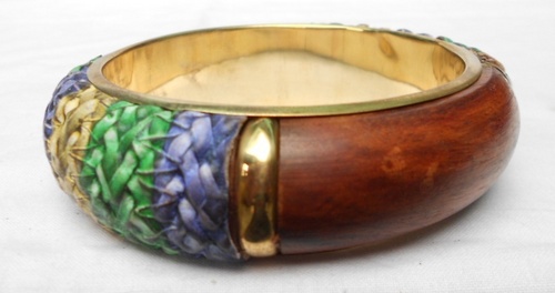 Wood Leather Join Bangle