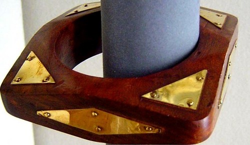 Wooden Bangle With Brass Work
