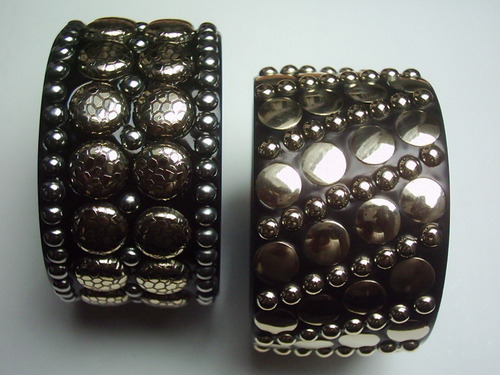 Brass Studded Wooden Bangles
