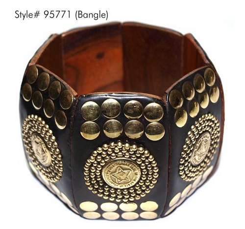 Brass Studded Wooden Bracelets