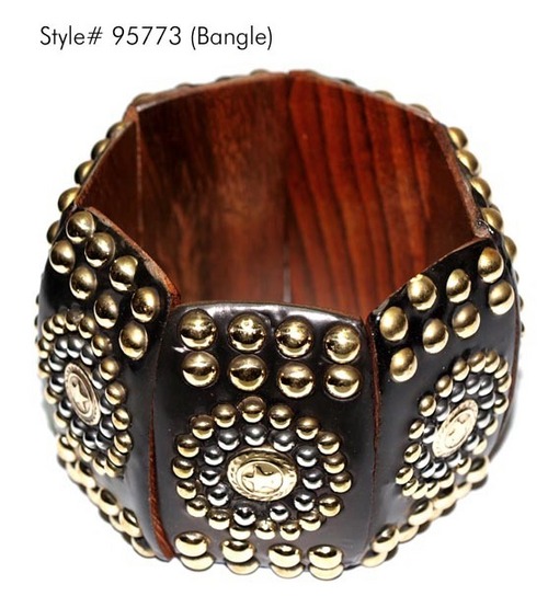 Wooden Bracelets With Brass Work