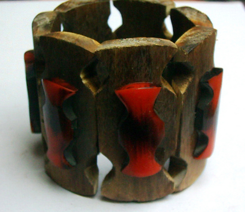 Wooden Bracelets With Resin Stones