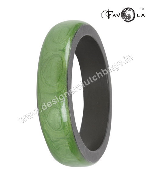 Bangle - Ceramic & Metal, 60-70 mm Diameter, Green | Stylish Accessory, Elegant Design, Comfortable Fit