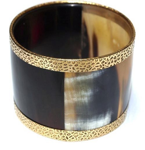 Horn Bangle with Brass Work