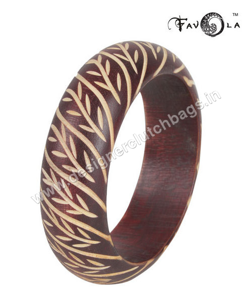 Bangle - Wood, 65-75 mm, Dark Brown | Hand-Carved Matte Finish, Stylish Durable Accessory