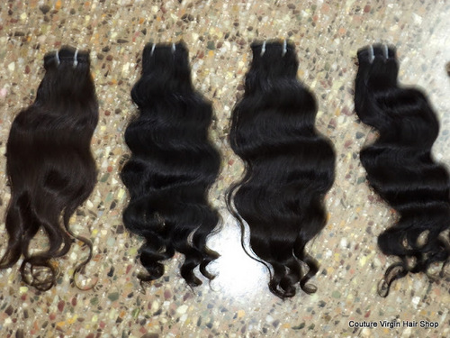 Virgin natural curly machine weft