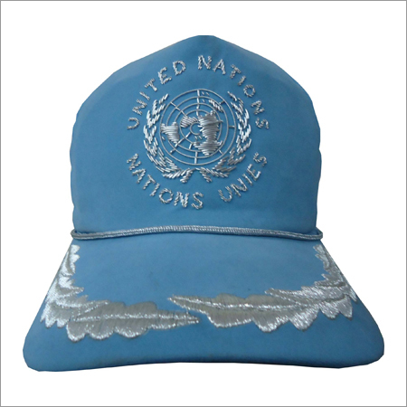 Sky Blue And Silver Embroidered Army Cap