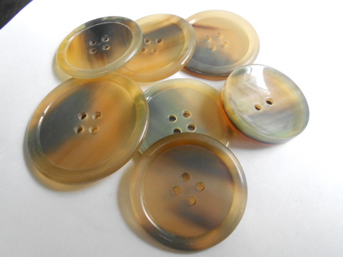 Buffalo Brown Horn Buttons - Polished Round Horn, Various Sizes, 2-4 Holes | Durable, Stylish, Customizable