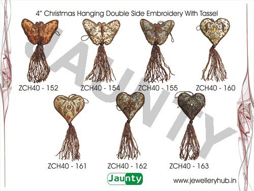 4' Christmas Hangings Double Side Embroidery With Tassel