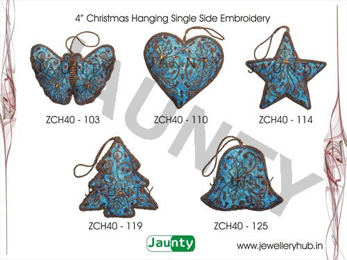 4' Christmas Hangings Double Side Embroidery With Tassel