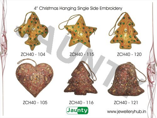 4' Christmas Hangings Double Side Embroidery With Tassel
