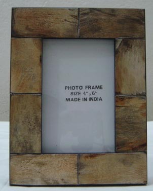Horn Photo Frame - 4"x6", Brown | Attractive Pattern, Durable Material, Elegant Design, Unique Mosaic Style, Matte Finish
