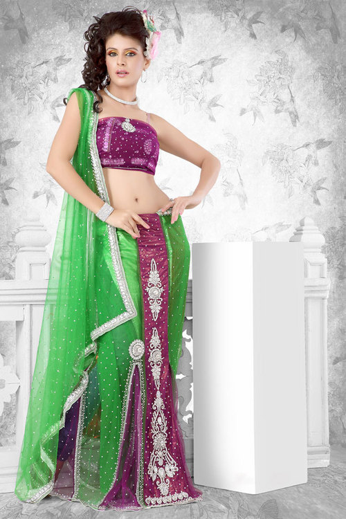 Stone Enriched Net Lehenga Saree