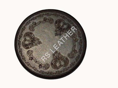 Black Leather 4x4 Coaster with Lasser Engraved